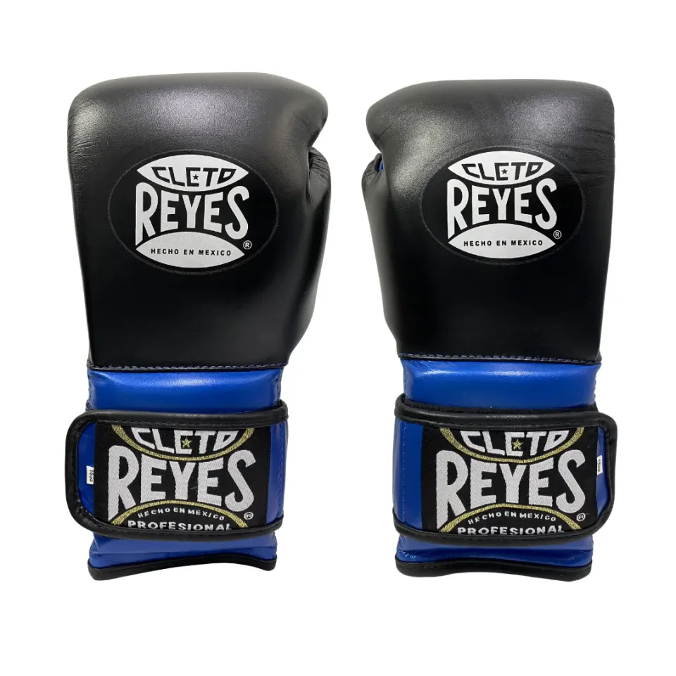 Cleto Reyes Guanti Allenamento Pelle Nero/Blu Metallico