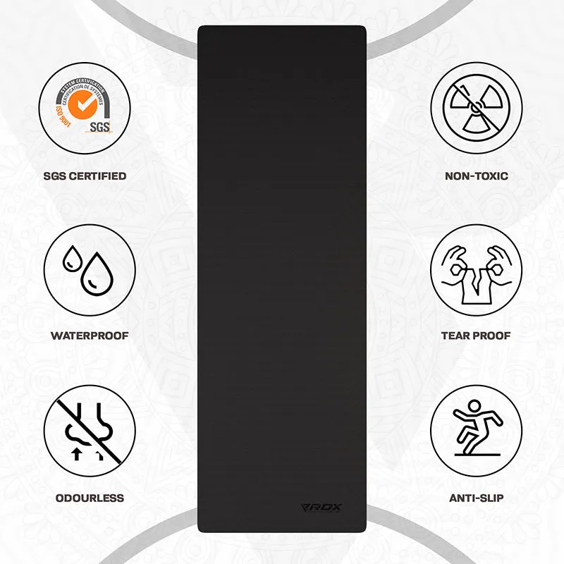 RDX BG Tappetino Yoga TPE 6mm Nero antiscivolo
