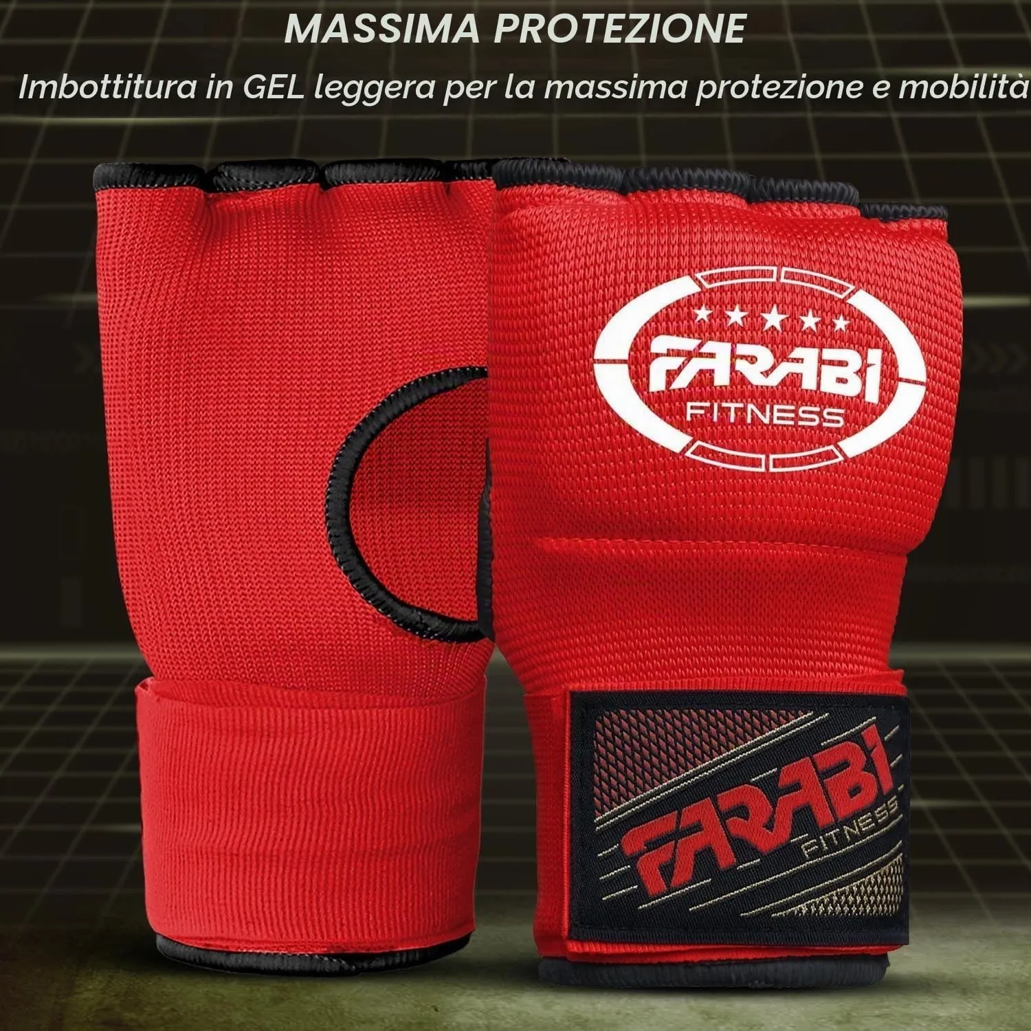 Farabi sottoguanti boxe bambini rossi in gel veloci