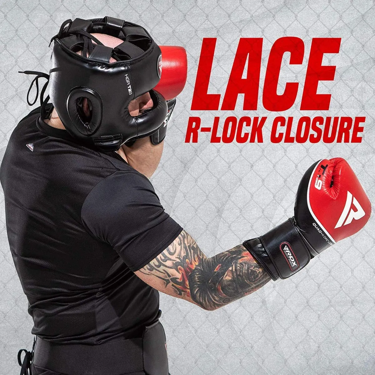 RDX T2 Casco Boxe con Paranaso Nero pelle Maya Hide