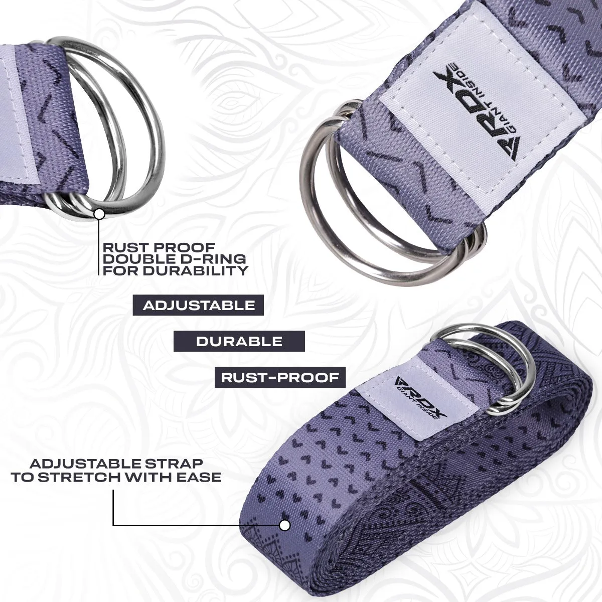 RDX F11 Cinghia Yoga Cotone Viola 244 cm Antiscivolo