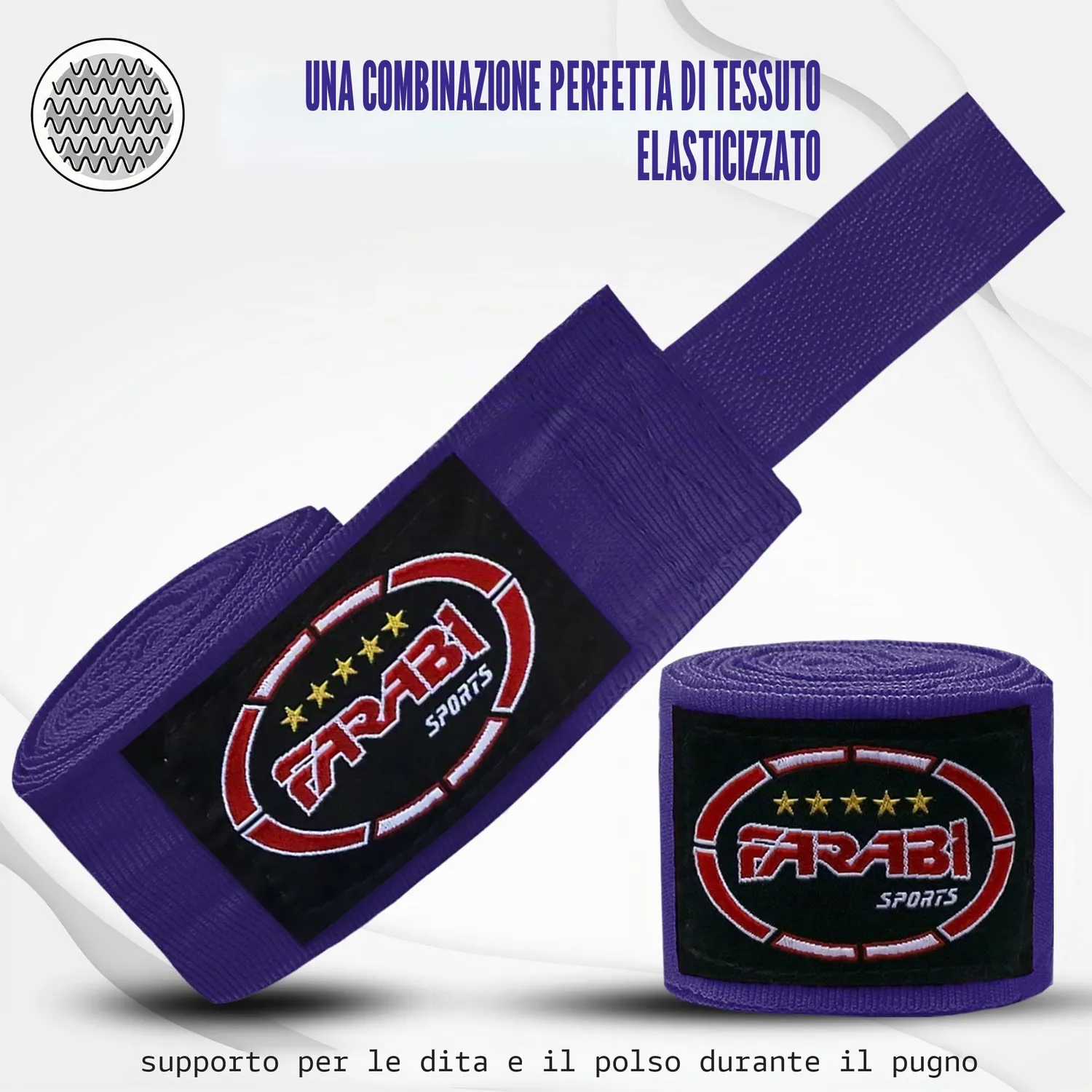 Farabi fasce boxe 4,5 m viola poliestere elastiche