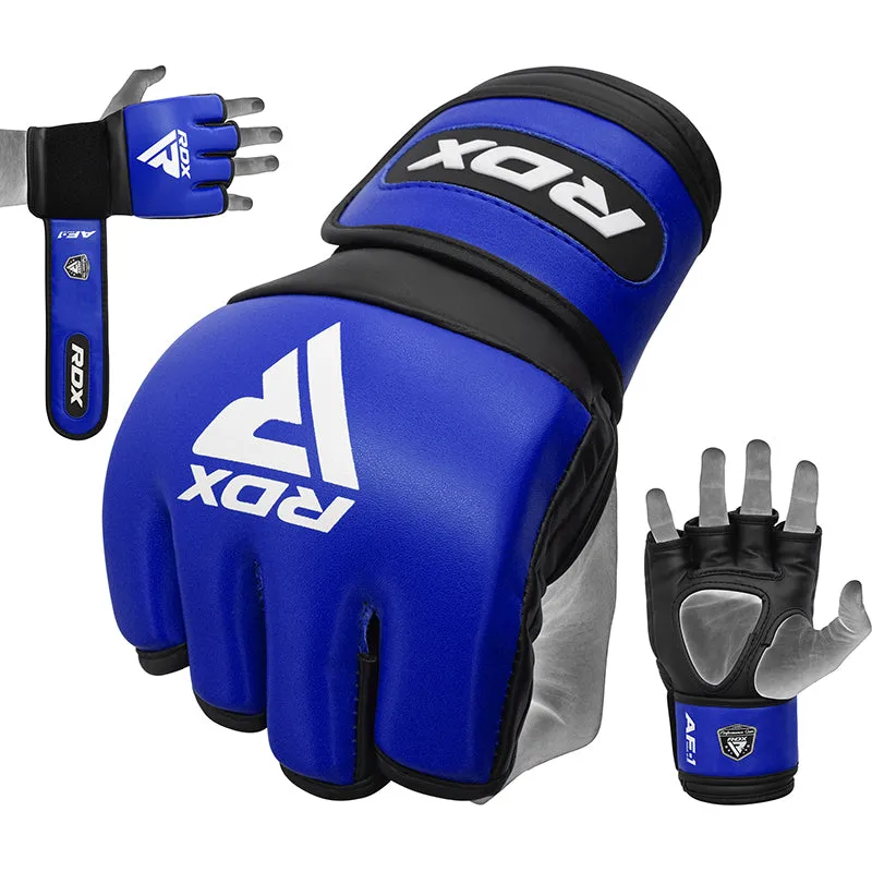 RDX F1 guanti MMA grappling 4oz neri palmo aperto