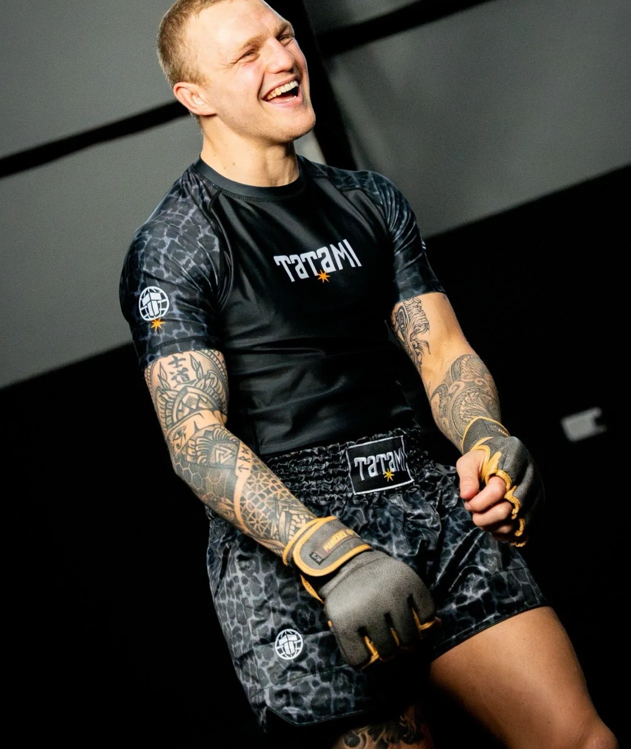 Tatami Rash Guard maniche corte nera leopard elasticizzata
