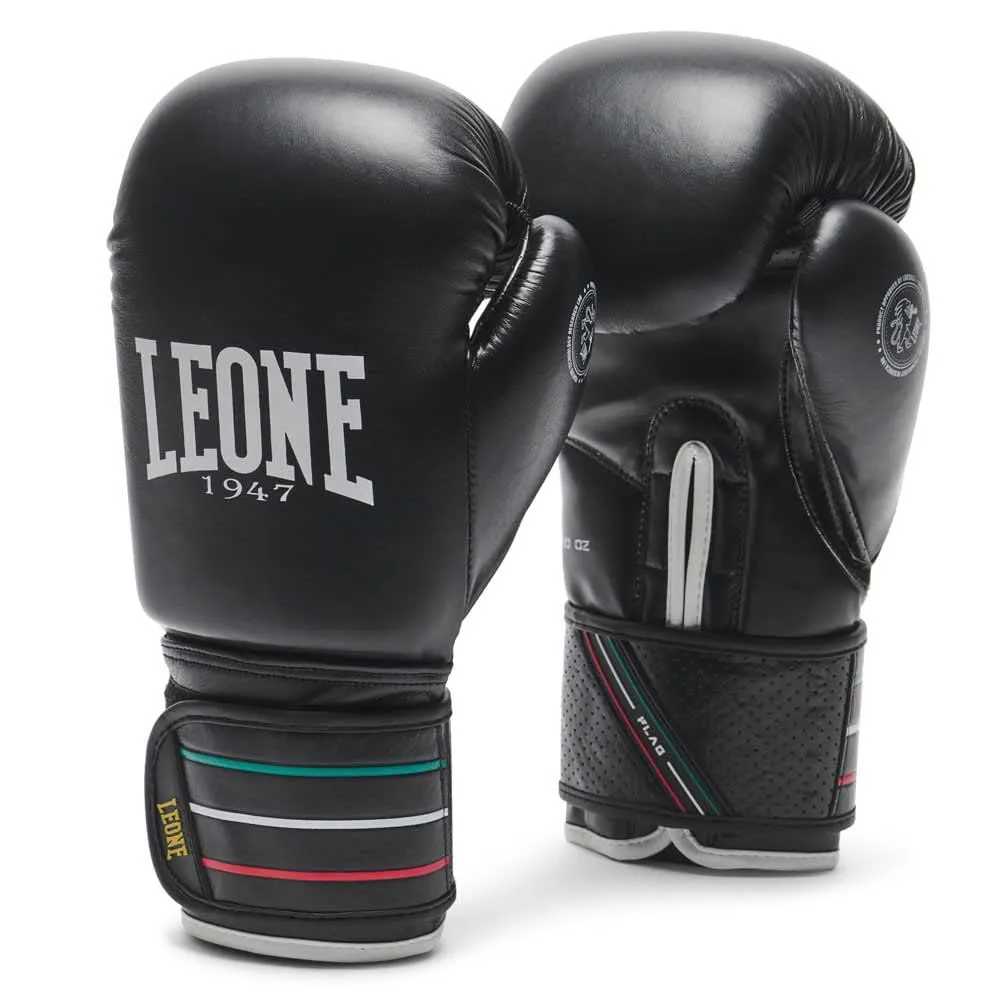 Leone1947 Flag guanti boxe 10 oz neri pelle bufalo