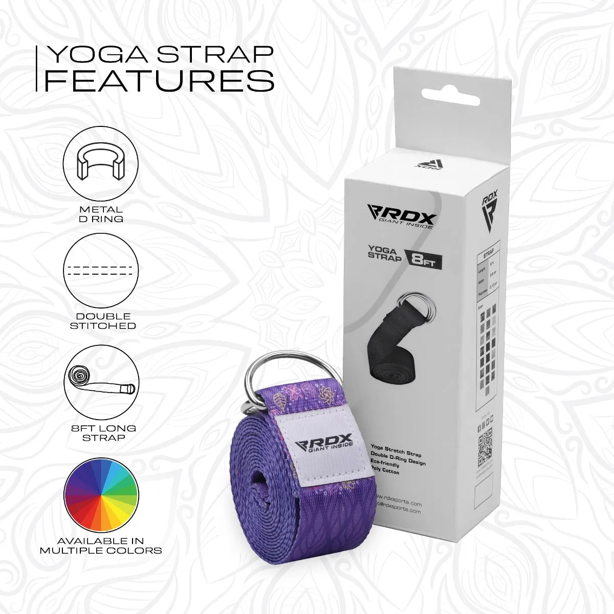 RDX F7 cinghia yoga cotone viola antiscivolo
