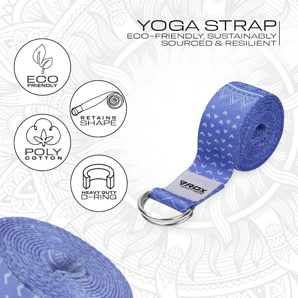 RDX F14 Cinghia Yoga Cotone Blu antiscivolo