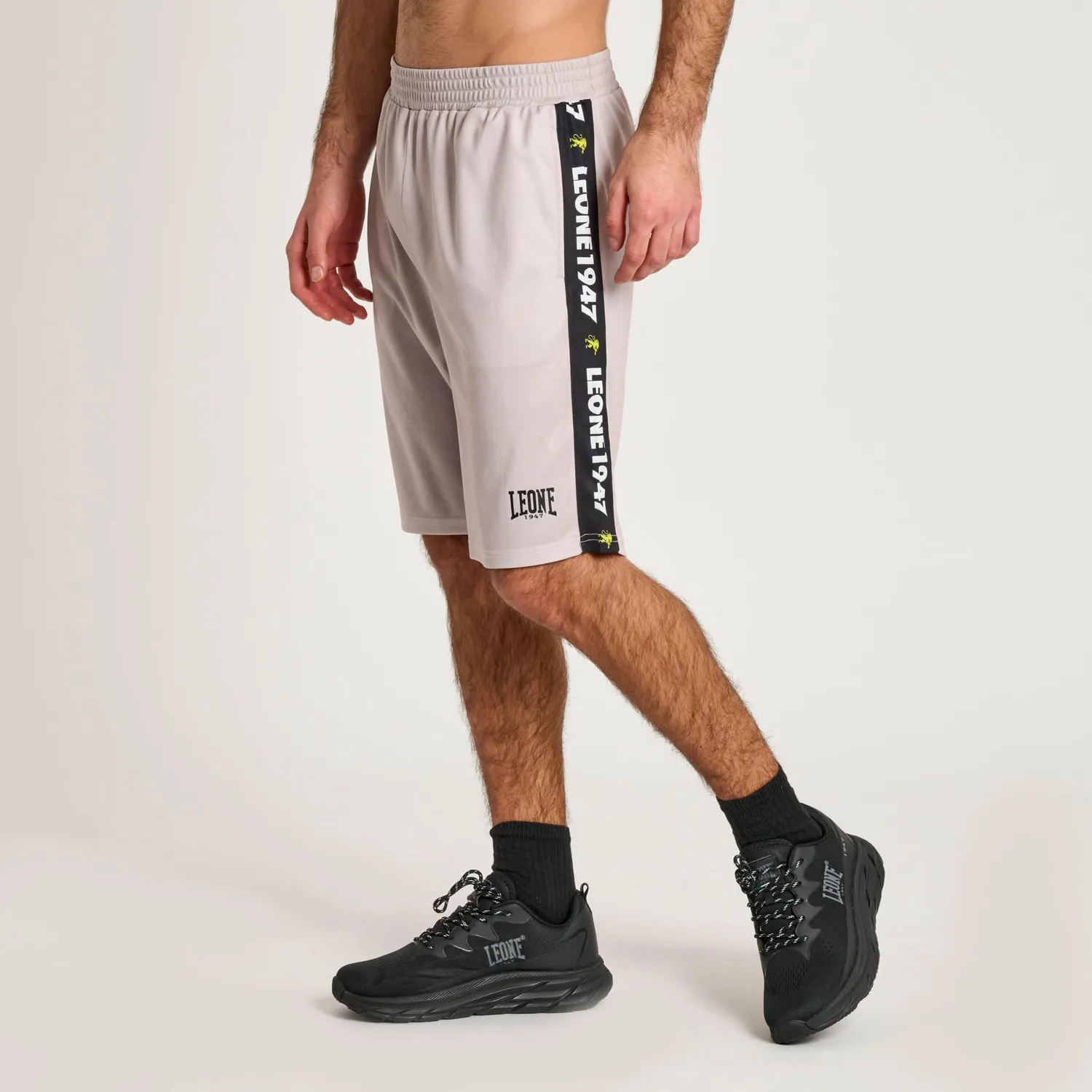 Leone1947 Stripe 47 ABX204 shorts gym uomo neri polymesh