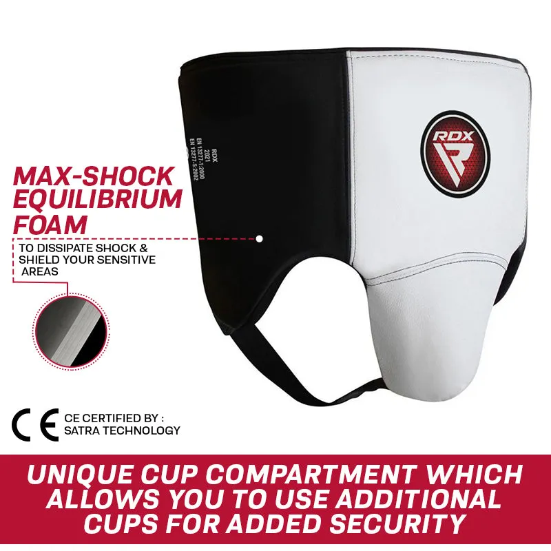 RDX L1 Conchiglia MMA Pelle Gel Bianca Protezione