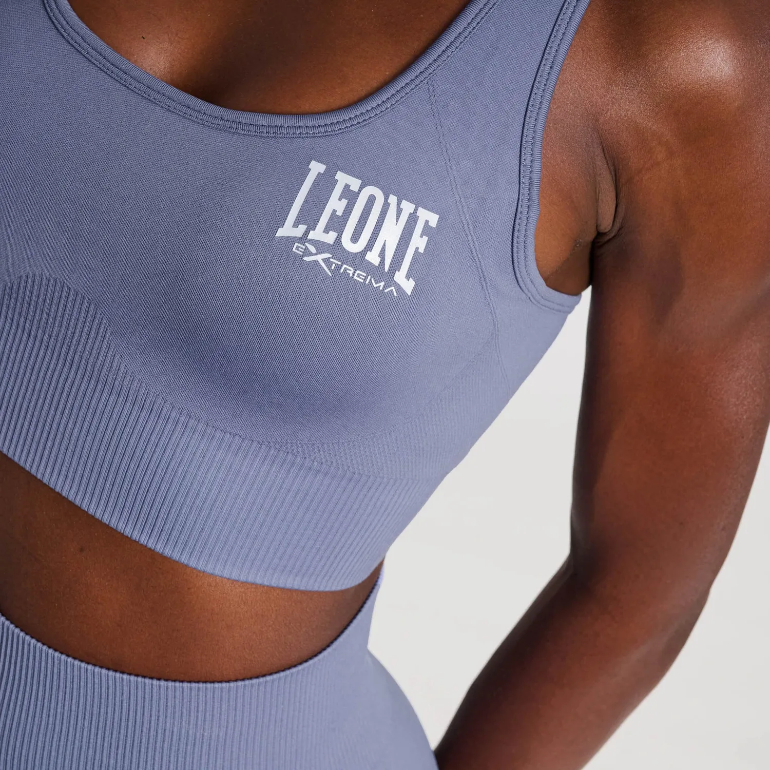 Leone 1947 ABX116 Top Bra Donna S Grigio Blu Seamless