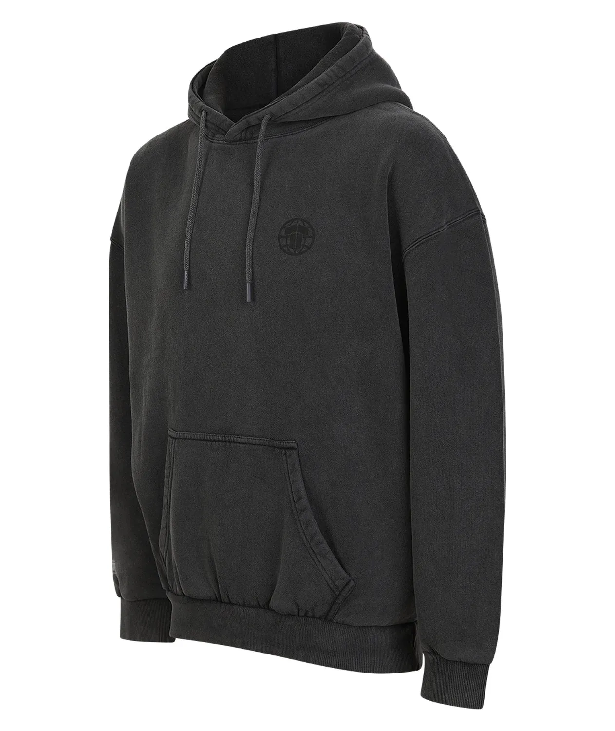 Tatami Globe Felpa Cappuccio Uomo Nera Grigia Stonewashed