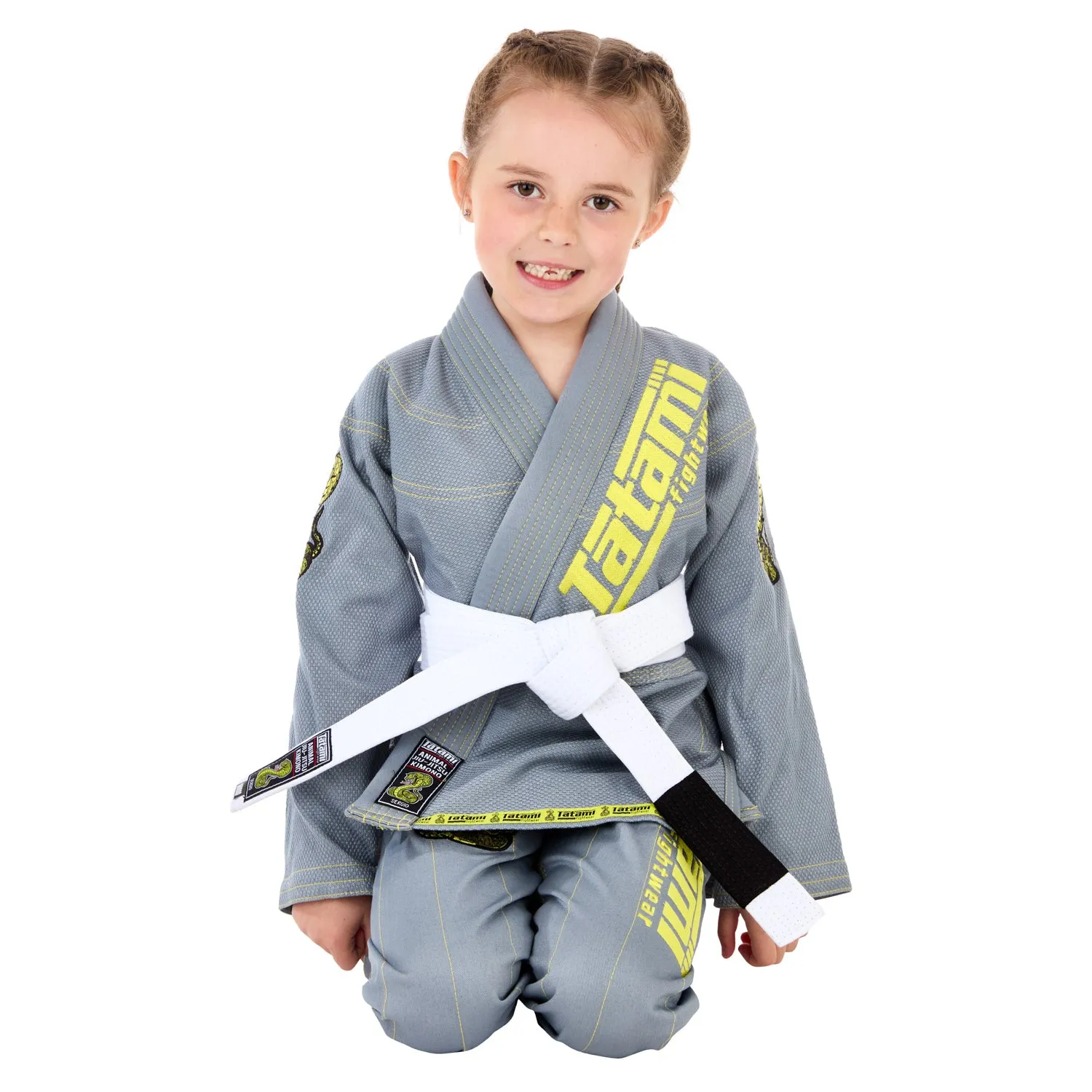 Tatami Fightwear Meerkatsu Animal kimono bambino grigio con cintura