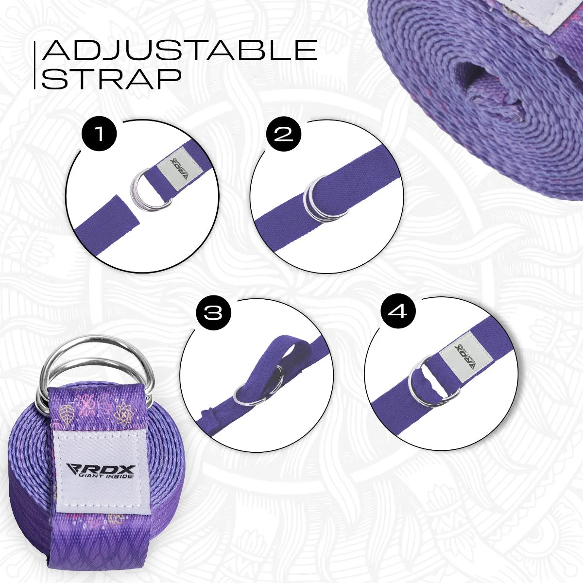 RDX F7 cinghia yoga cotone viola antiscivolo