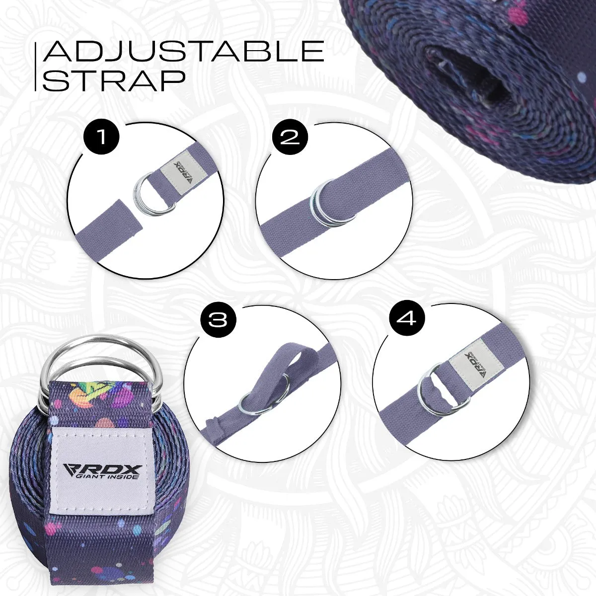 RDX F3 Cinghia Yoga Cotone Multi Color antiscivolo