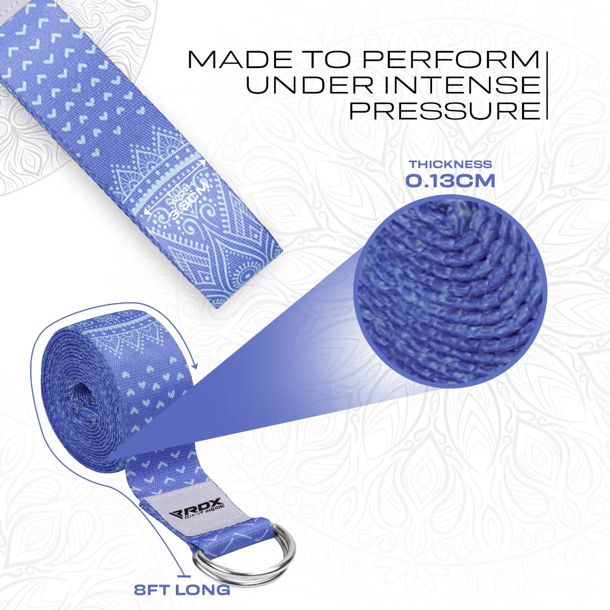 RDX F14 Cinghia Yoga Cotone Blu antiscivolo