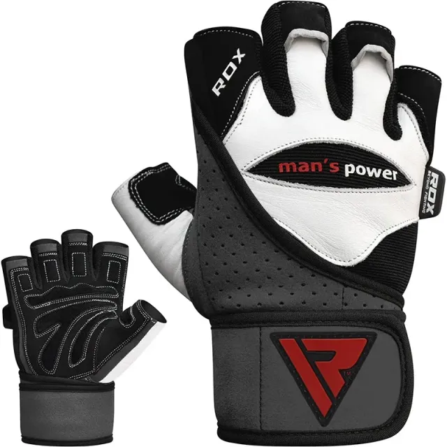 RDX L1 Guanti Palestra Pelle con Polsiera