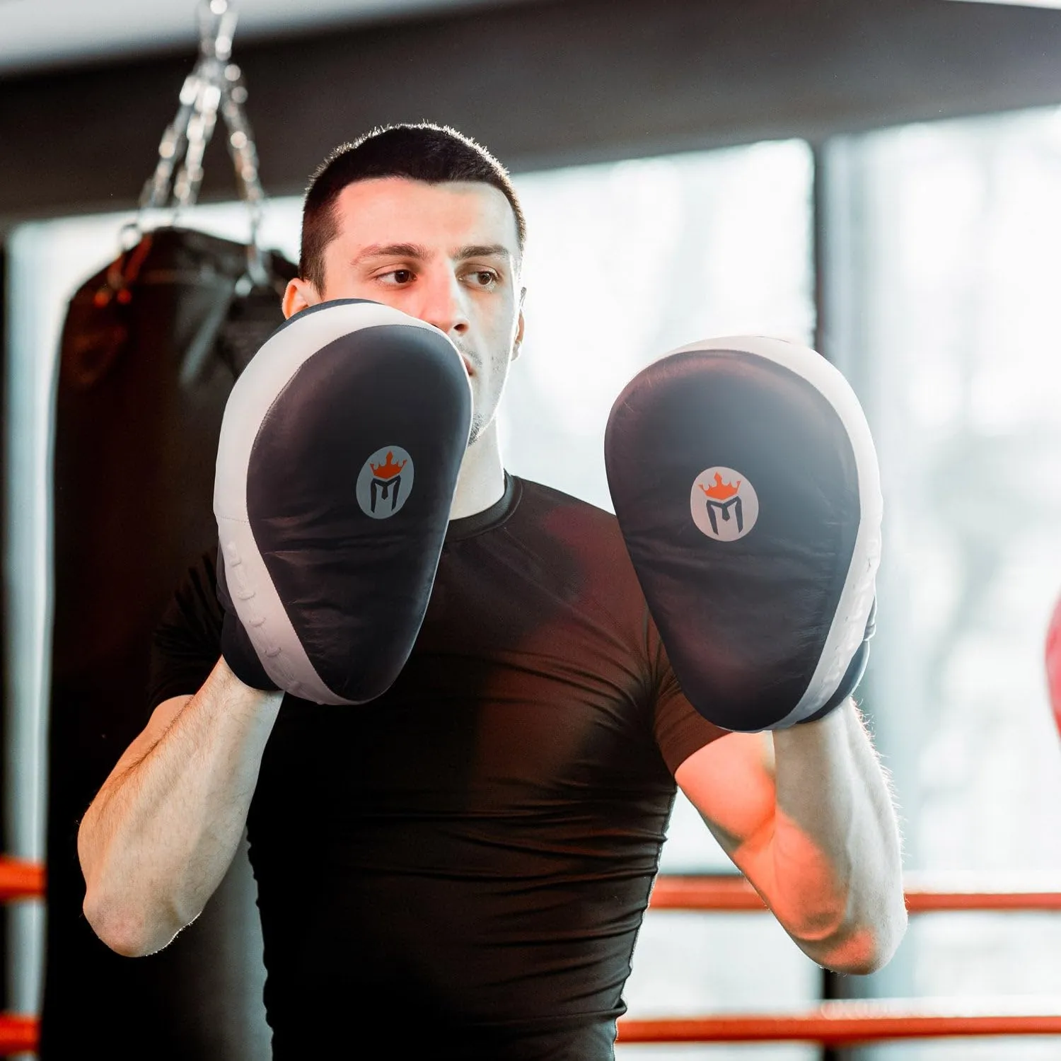 Meister pelle bovina guanti boxe curvi coppia assorbimento urti