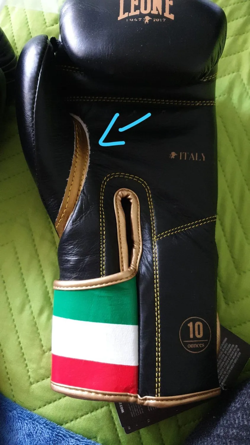 Leone 1947 Italy 47 GN039 guanti boxe nero 10 oz tricolore