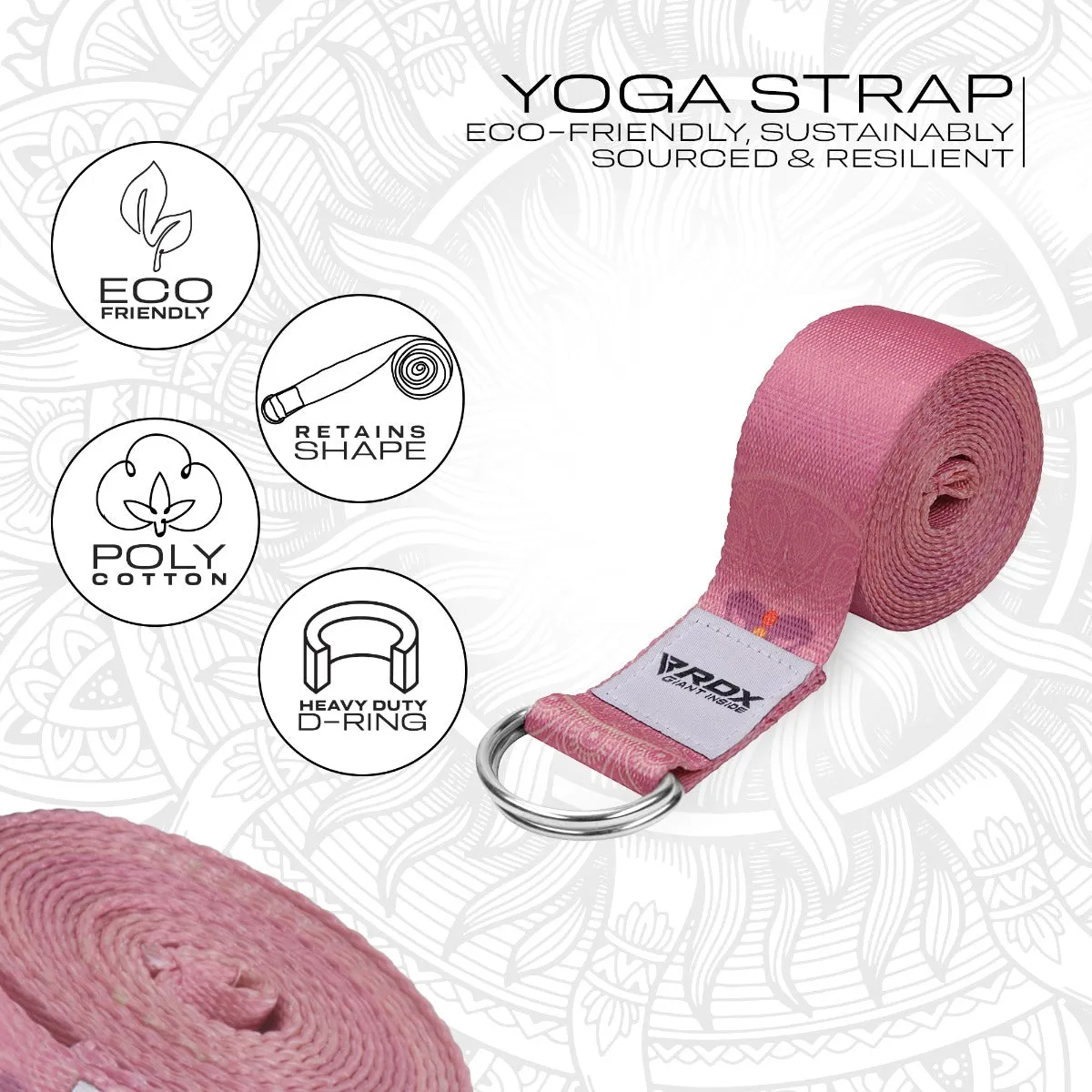 RDX F5 Cinghia Yoga Cotone Rosa stretching