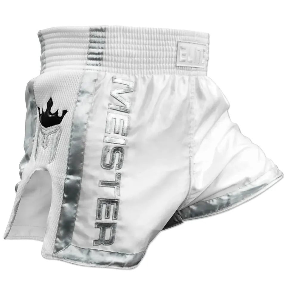 Meister Elite Muay Thai pantaloncini S bianco argento
