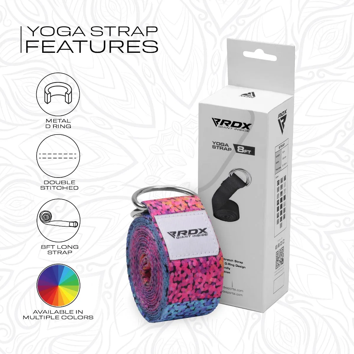 RDX F20 Cinghia Yoga Cotone Antiscivolo Multicolor