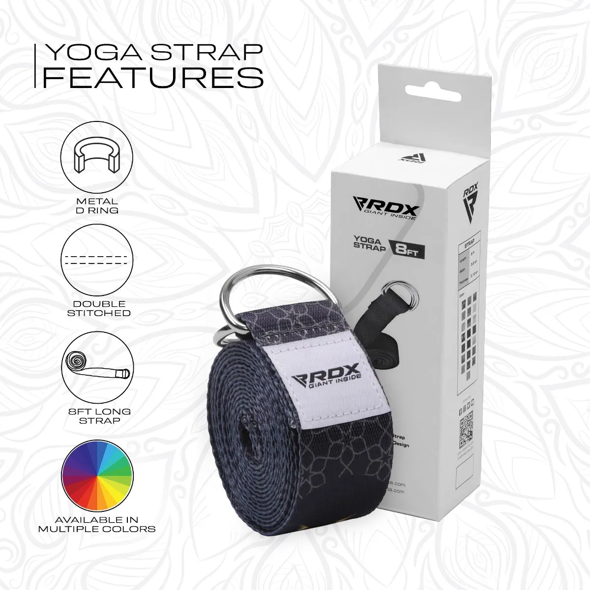 RDX F8 Cinghia Yoga Cotone Blu Antiscivolo