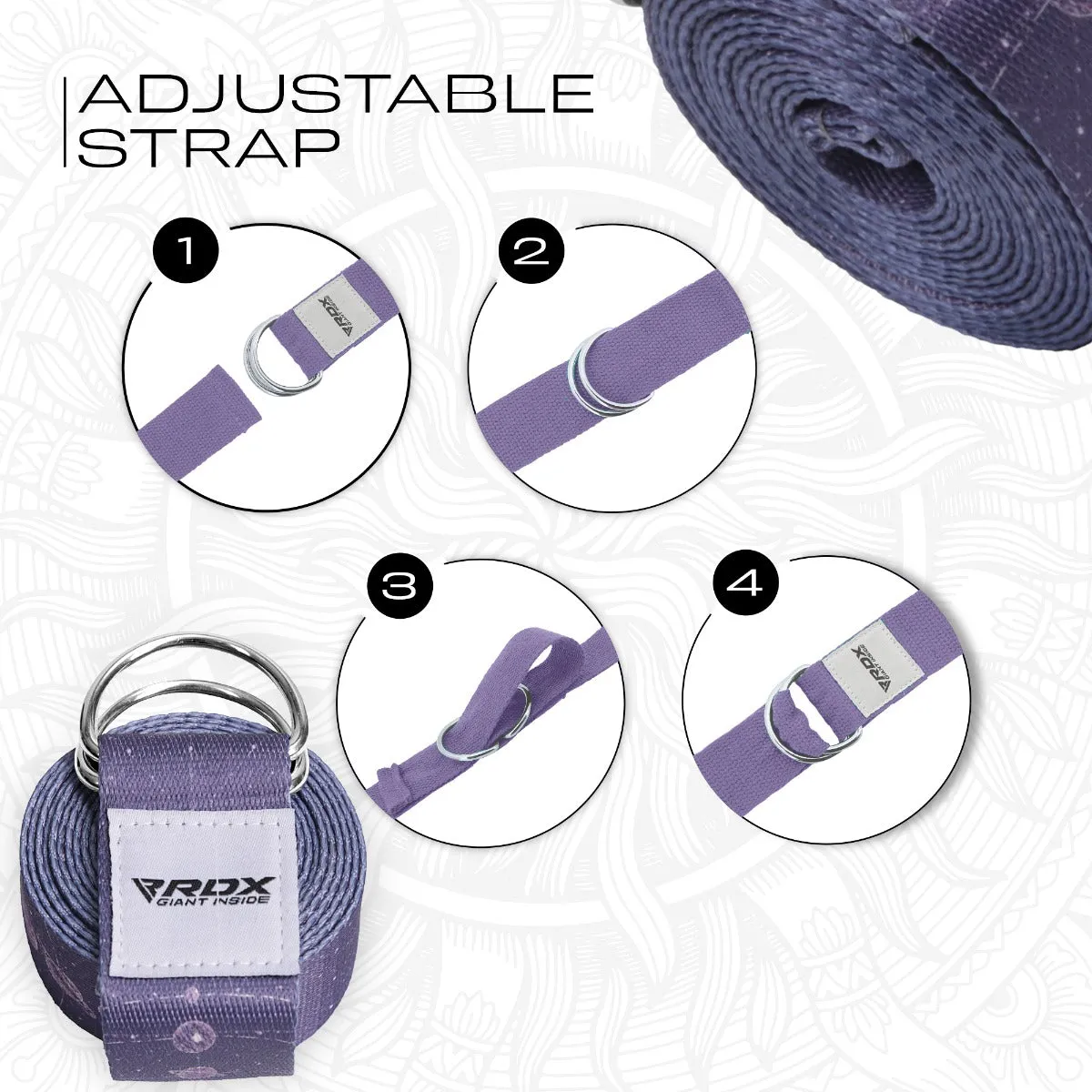 RDX F19 Cinghia Yoga Cotone Viola Fibbia D 8ft
