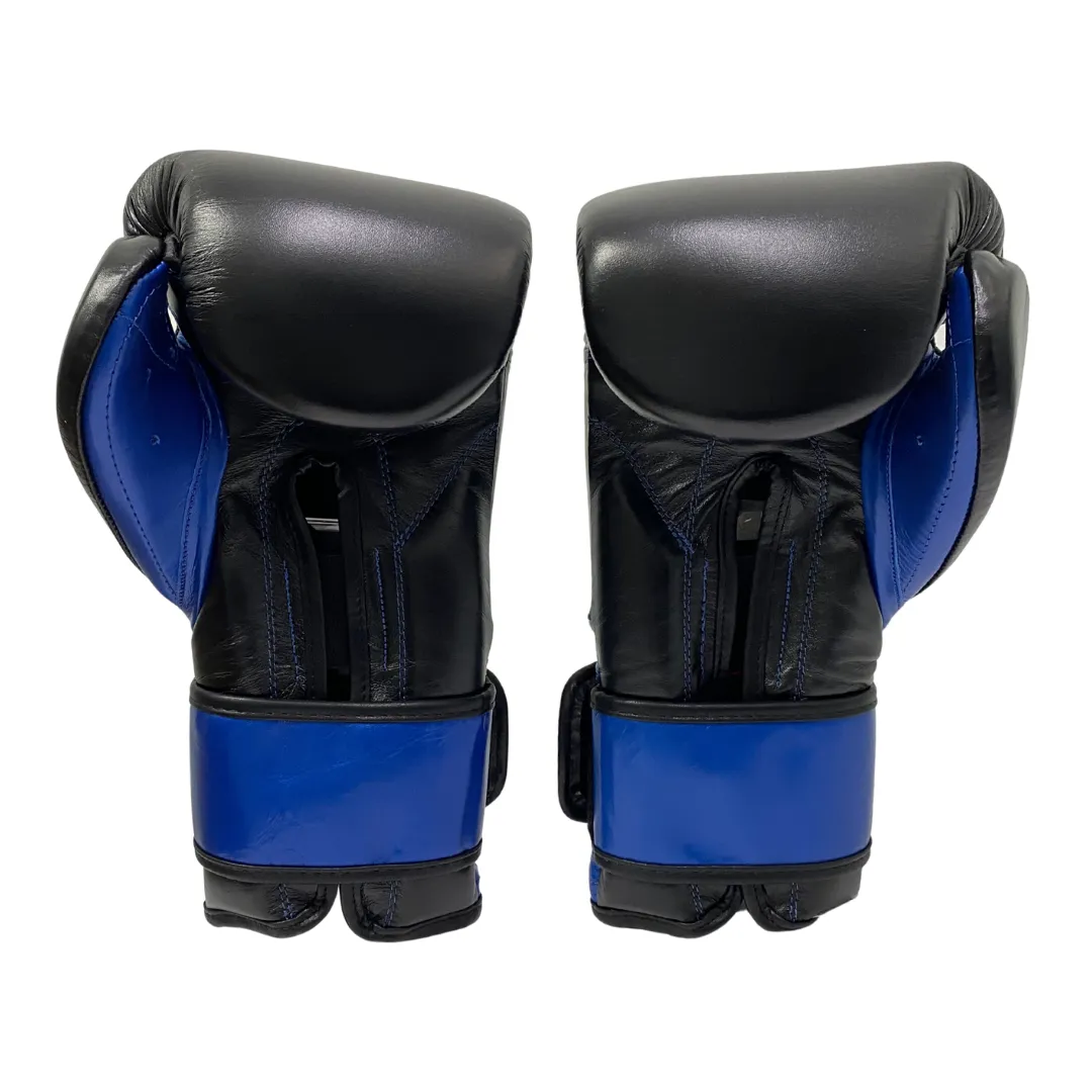 Cleto Reyes Guanti Allenamento Pelle Nero/Blu Metallico