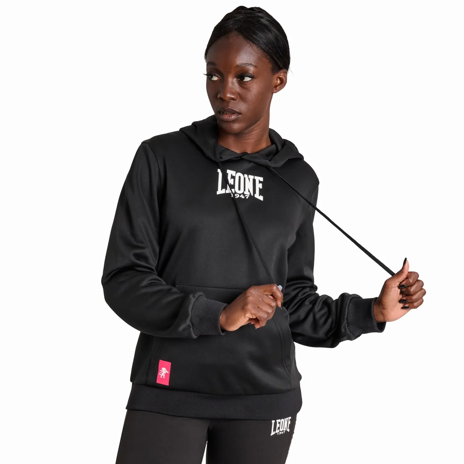 Leone 1947 Combat Club ABX523 felpa donna nera M con cappuccio