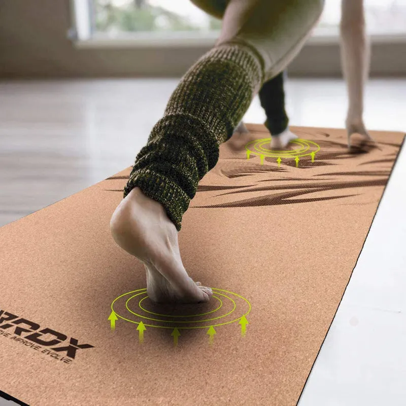 RDX D1 tappetino yoga sughero 6mm marrone