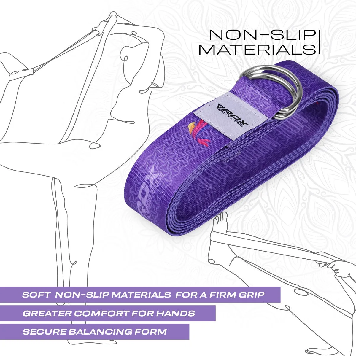 RDX F2 cinghia yoga viola in cotone antiscivolo