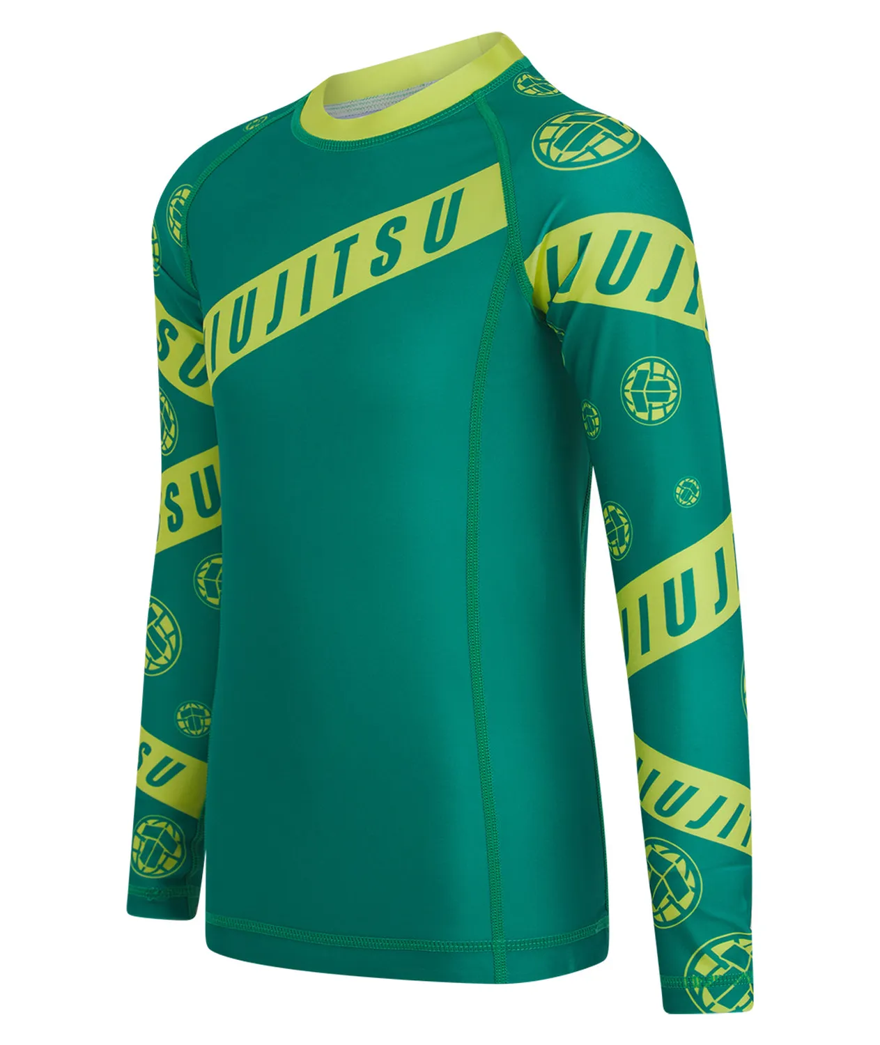 Tatami Helena Taped rash guard bambino verde giallo maniche lunghe