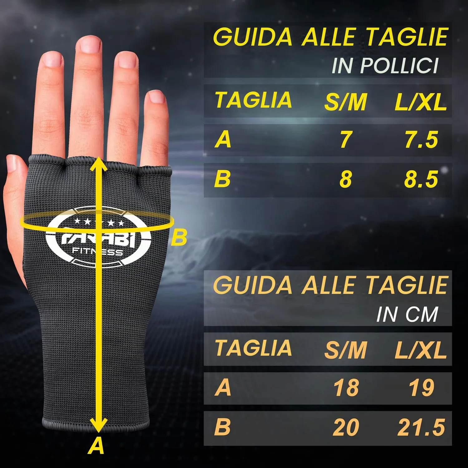 Farabi Sports sottoguanti boxe neri elasticizzati