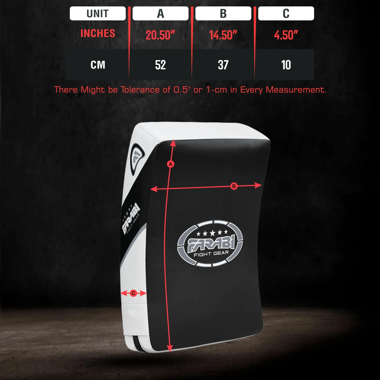 Farabi Sports scudo kick boxe bianco-nero 52x37