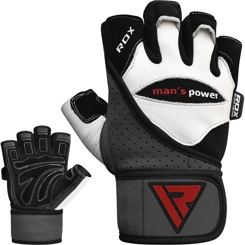 RDX L1 Guanti Palestra Pelle Bianco Imbottiti