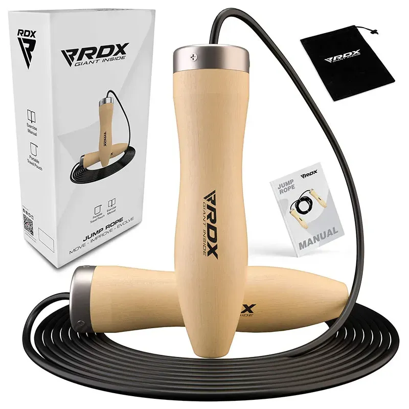 RDX Corda per Saltare Maniglie in Legno 10,3ft Marrone PVC