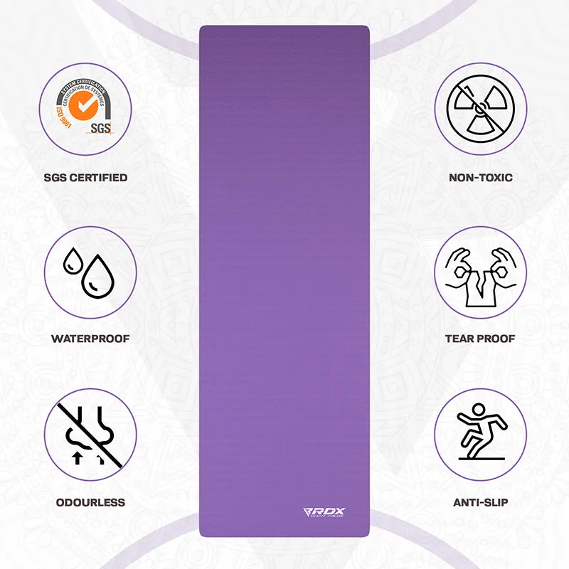 RDX CU Tappetino Yoga TPE 6mm Viola con Borsa