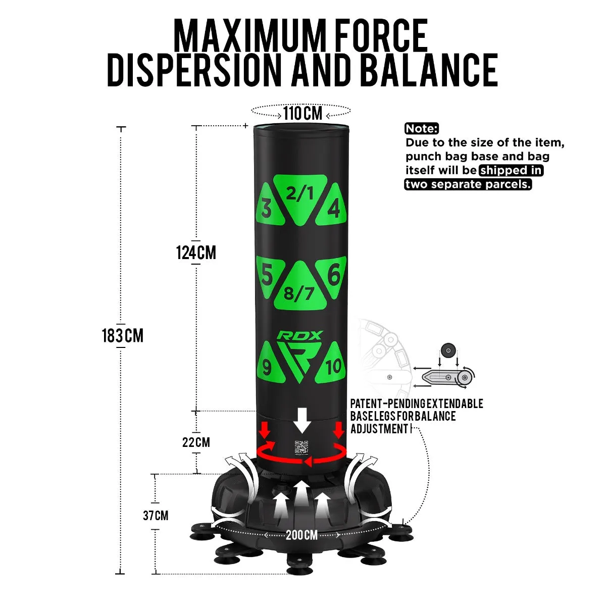 RDX KT Ronin sacco boxe autoportante verde 6FT guantoni