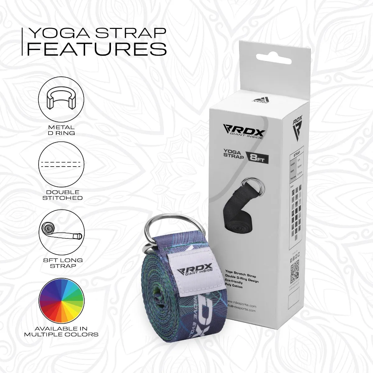 RDX F10 Cinghia Yoga Cotone Multi Color antiscivolo