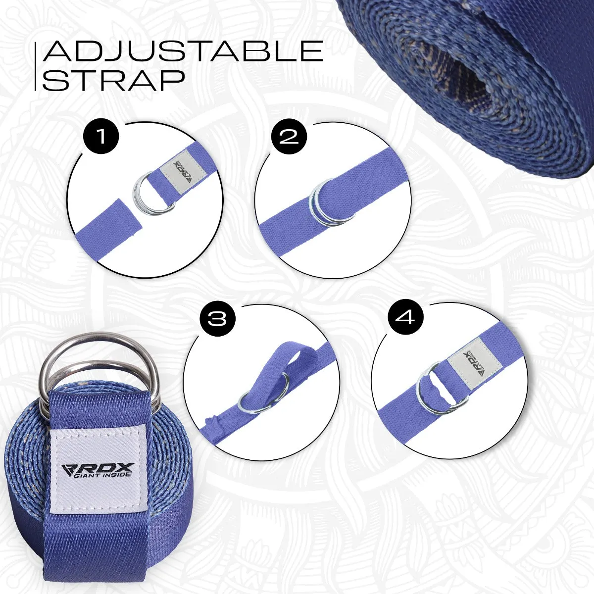 RDX F16 Cinghia Yoga Cotone Blu 244 cm Antiscivolo