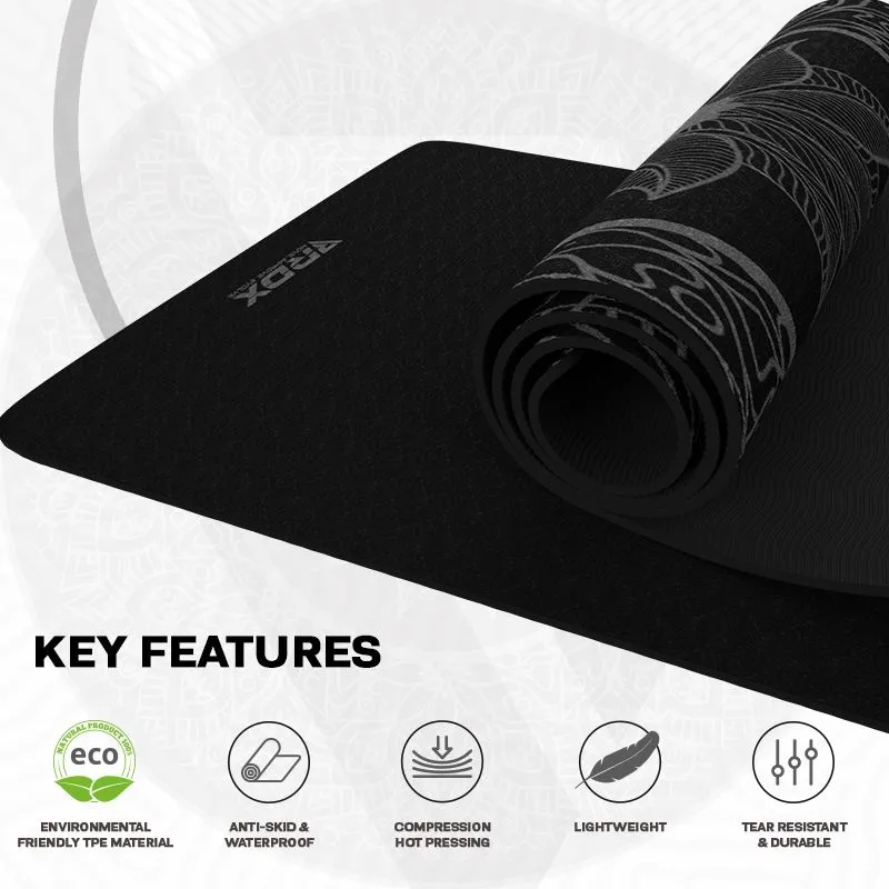 RDX D5 tappetino yoga TPE 6mm nero antiscivolo