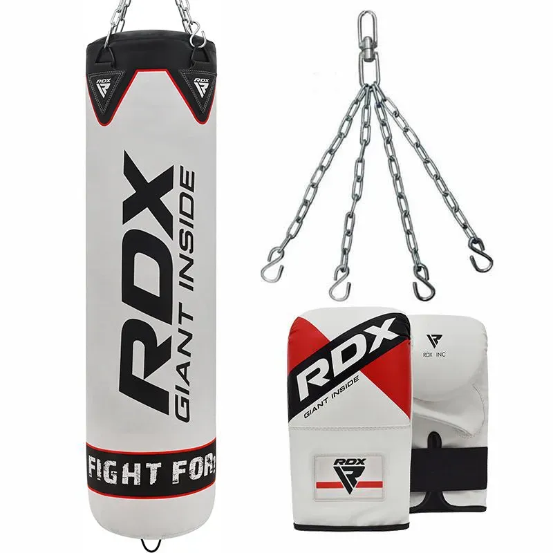 RDX F1 Sacco Boxe Guanti Pelle 4FT Bianco
