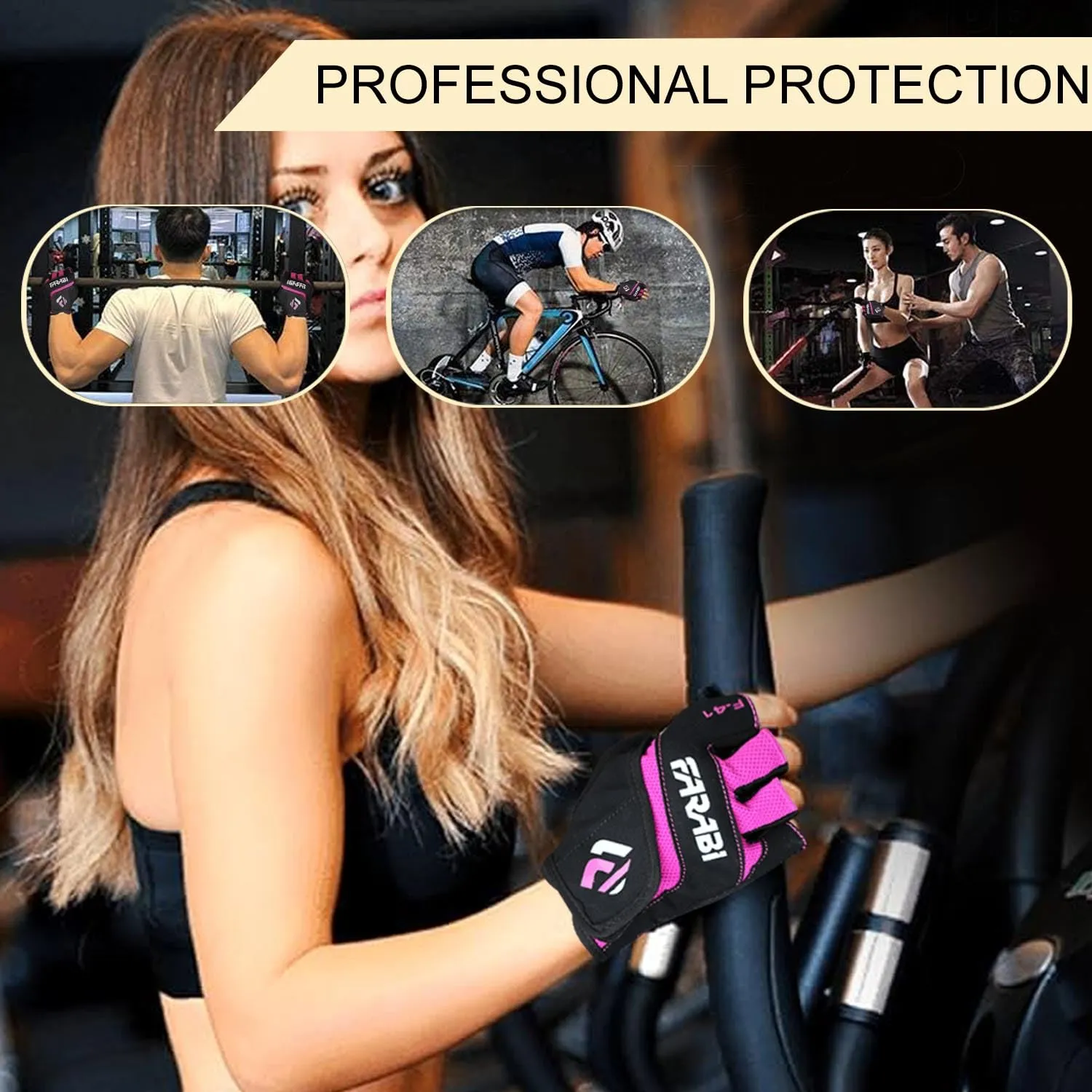 Farabi F-41 guanti fitness pesi pelle M