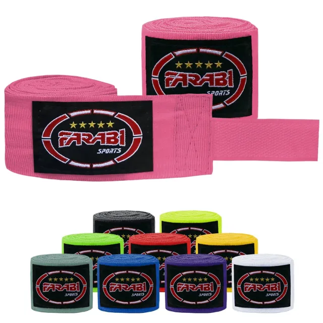 Farabi bendaggi boxe bambini rosa 2,5 m elasticizzati