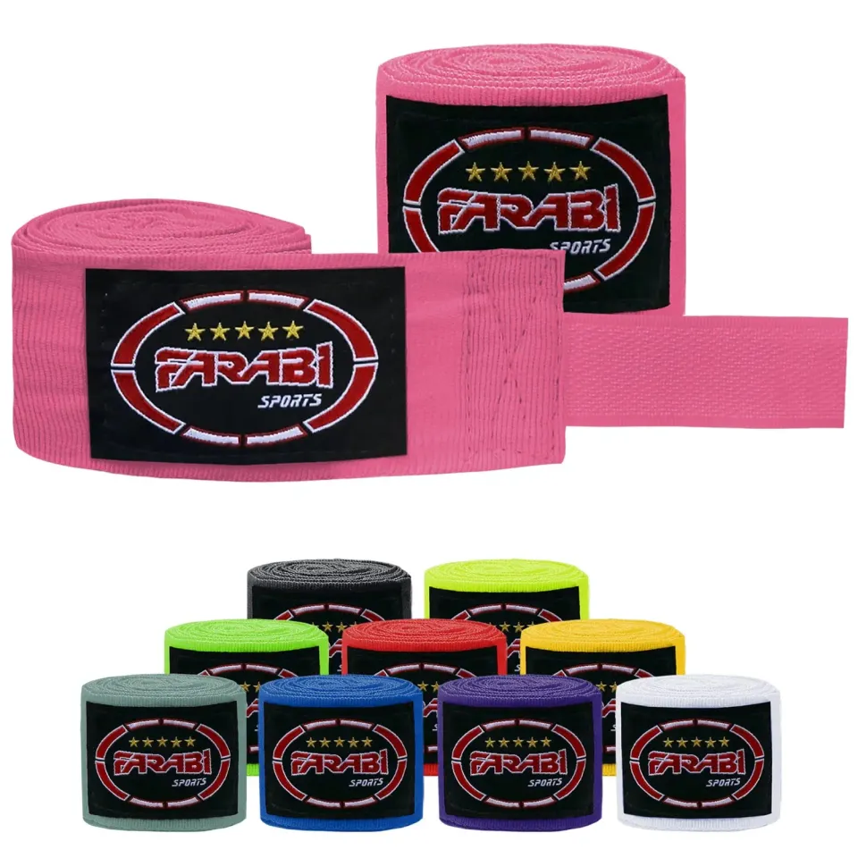 Farabi bendaggi boxe bambini rosa 2,5 m elasticizzati