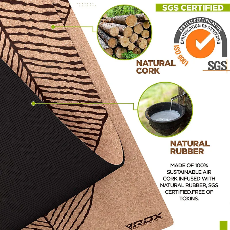 RDX D3 Tappetino Yoga Sughero 6mm Marrone Antiscivolo