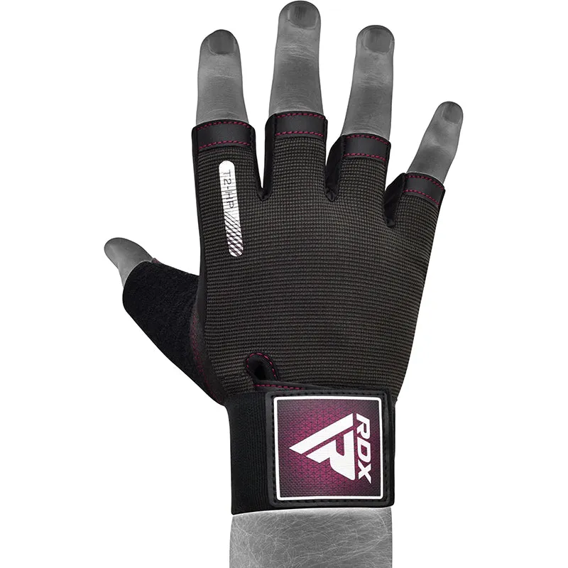 RDX T2 guanti palestra mezze dita con polsiera