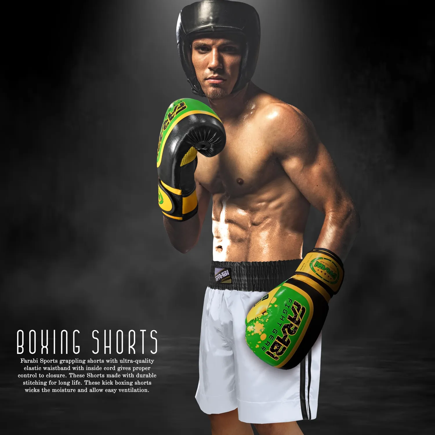 Farabi Sports Pro pantaloncini boxe bianco XS kickboxing