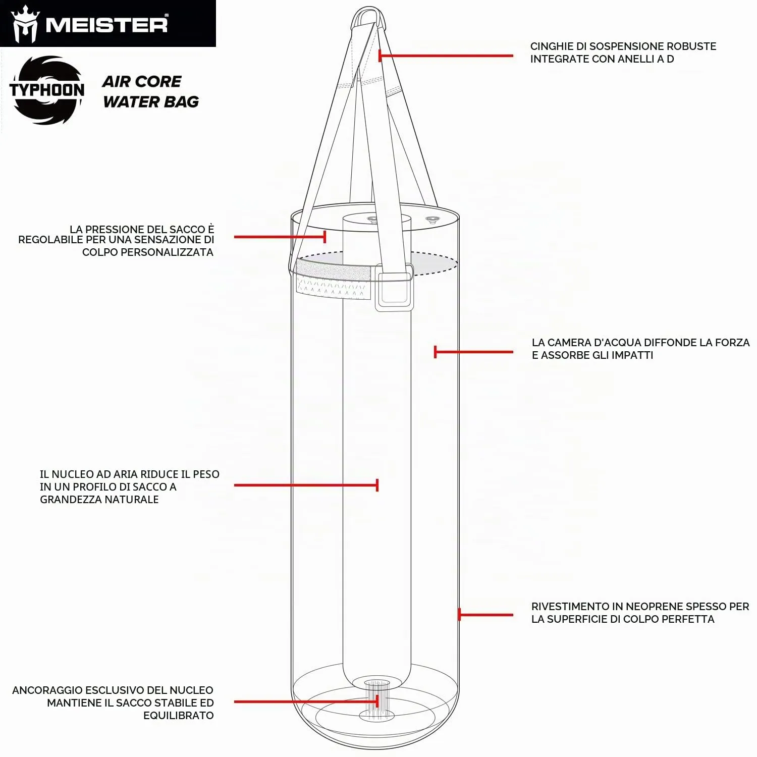 Meister Typhoon Sacco Boxe Acqua Neoprene 112 cm