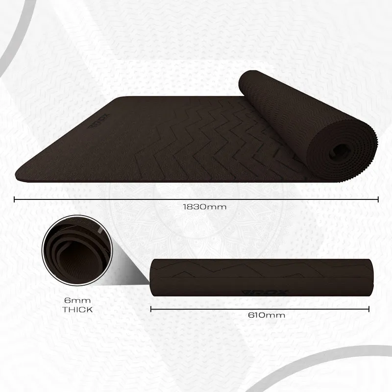 RDX D1 Tappetino Yoga TPE 6mm Marrone 183cm